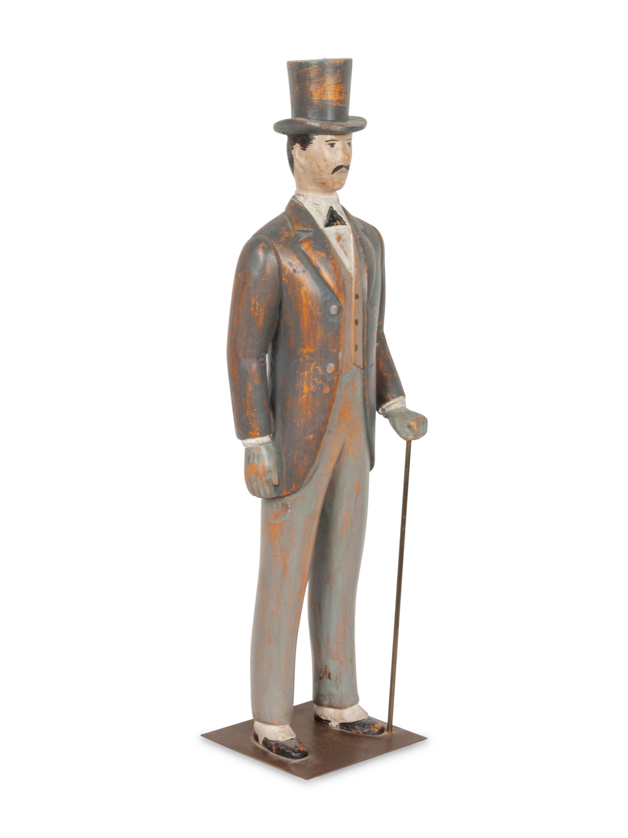 Folk Art Man With Top Hat and Cane
