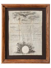 MADISON, James (1751-1836). [PAULDING, Hiram (1797-1878)]. Partly-printed appointment signed ("James Madison"), as President of the United States. Washington, DC. 27 April 1816.