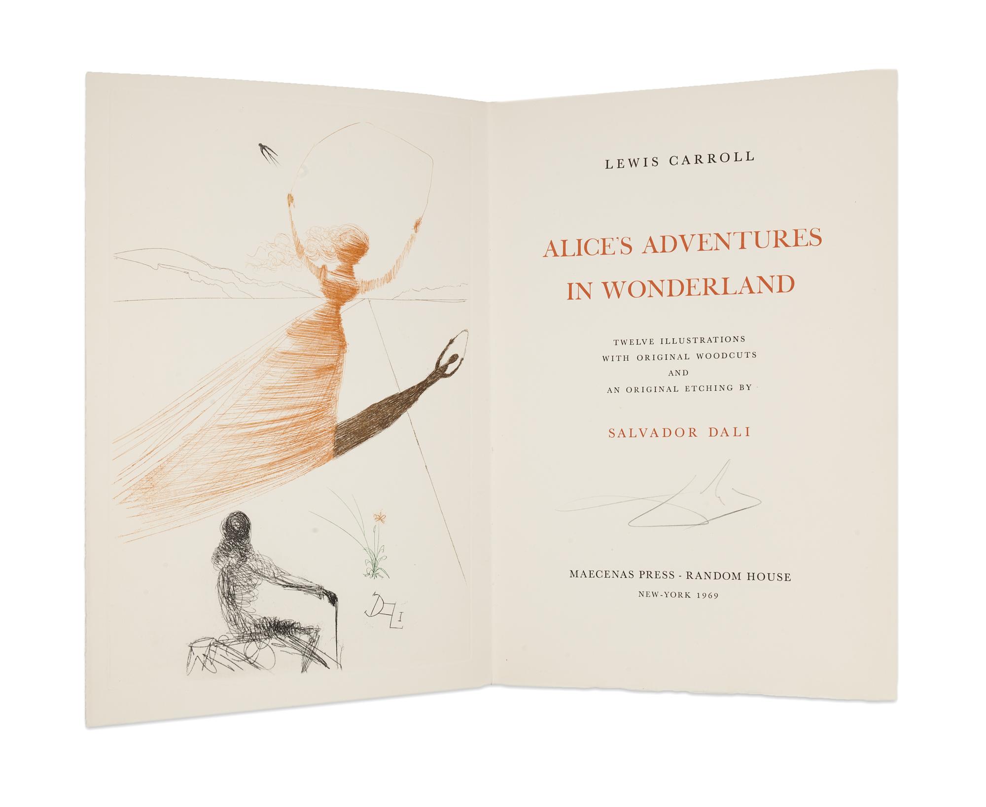 [ARTIST'S BOOK]. DALI, Salvador (1904-1989), illustrator. -- DODGSON, Charles Lutwidge ("Lewis Carroll") (1832-1898). Alice in Wonderland . New York: W.U.C.U.A. and Maecenas Press - Random House, 1969.