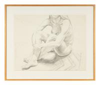 Nude Female Seated on Floor with Legs Crossed
