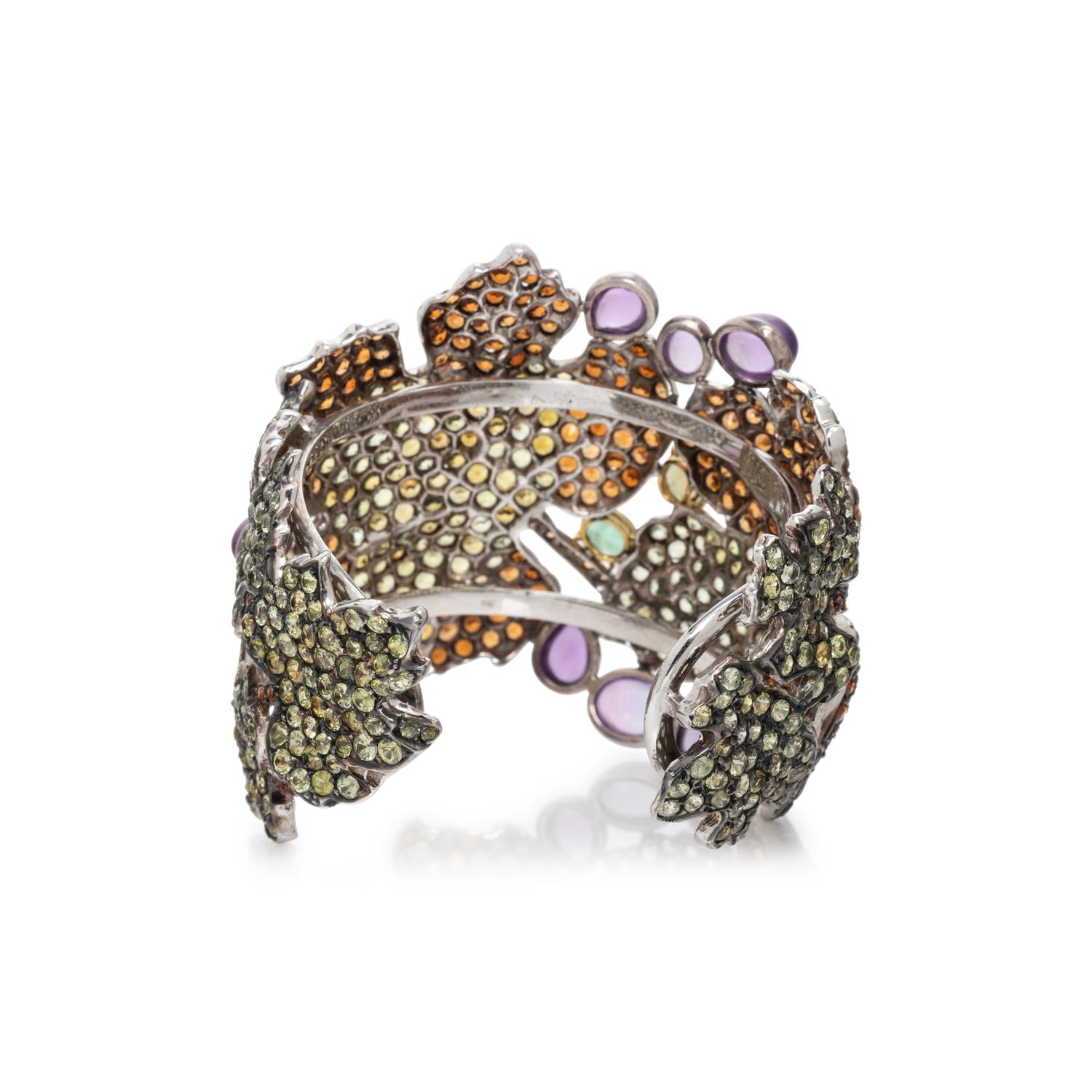 ANDREA MOLINARI, SILVER AND MULTIGEM CUFF BRACELET