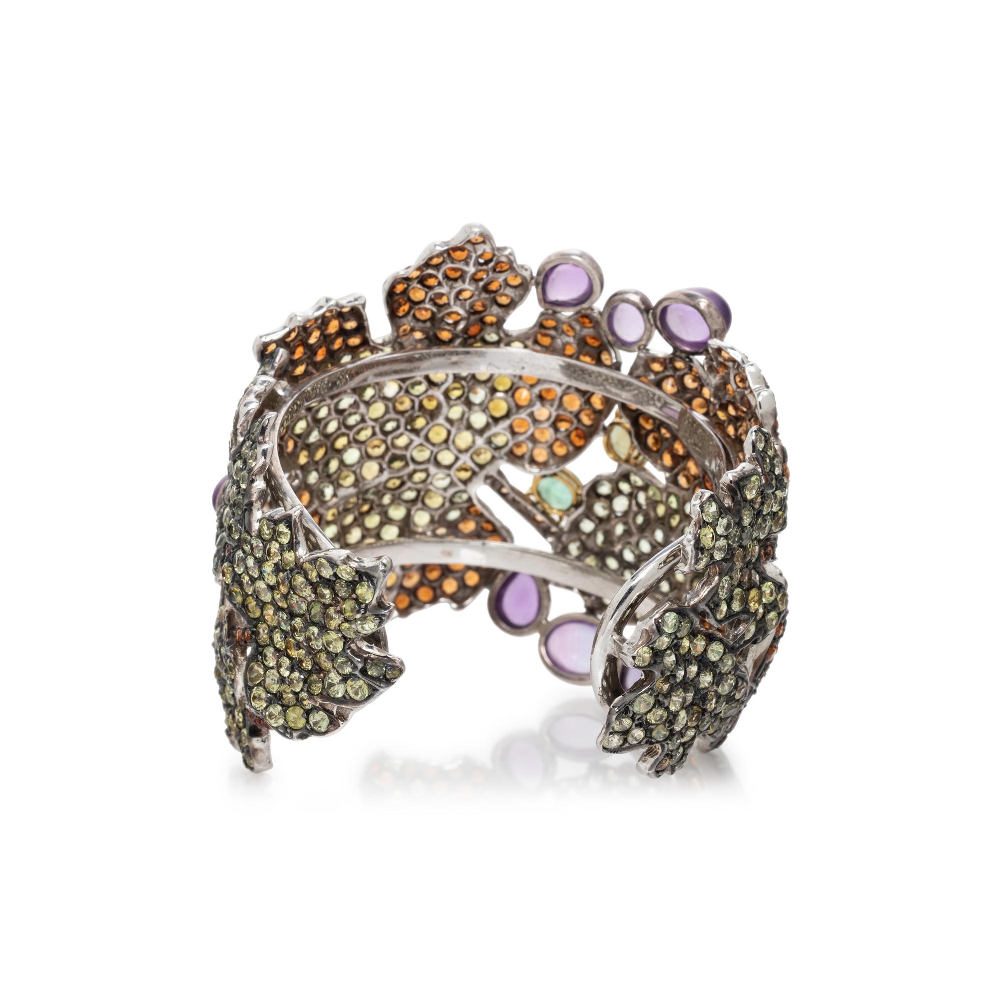 ANDREA MOLINARI, SILVER AND MULTIGEM CUFF BRACELET