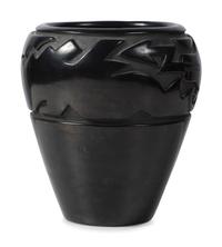 Carved Blackware Pottery Jar, with Avanyu