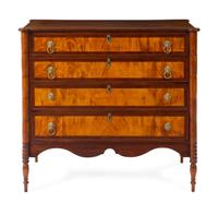 A Federal Mahogany and Figured Maple Chest of Drawers