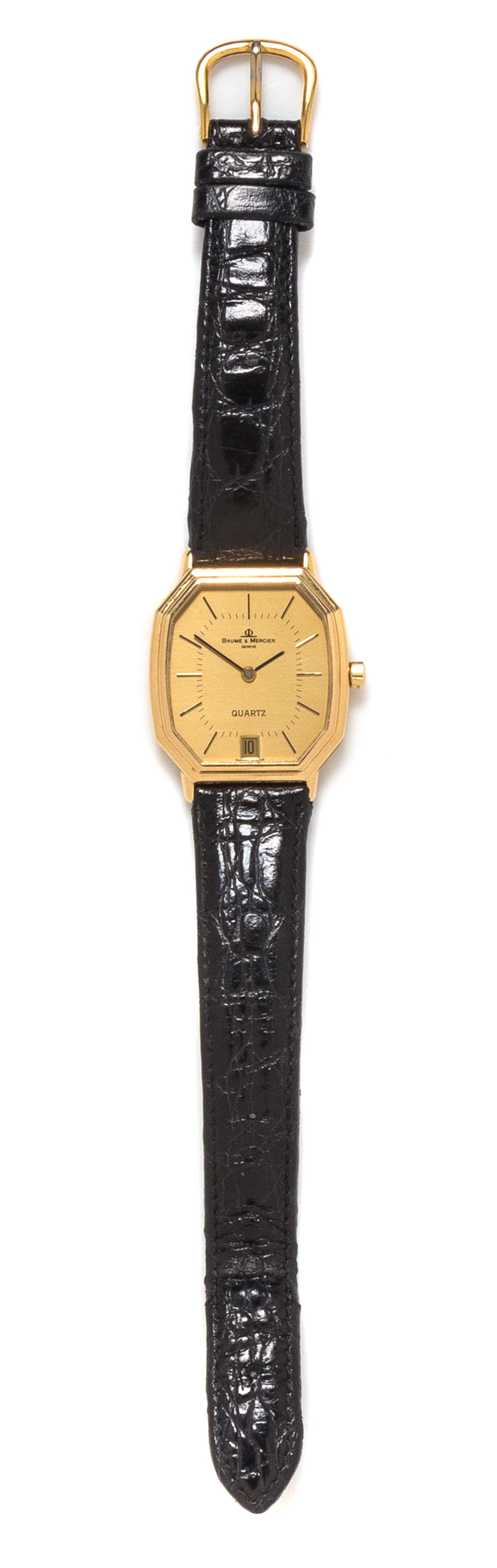 An 18 Karat Yellow Gold Wristwatch, Baume & Mercier,