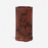 A small Chinese carved bamboo brush holder 竹雕小笔筒 18th/19th century or earlier ??????????