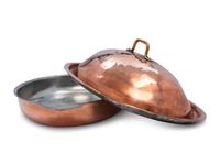 An American Copper Oval Au Gratin Dish with Cover