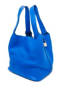 An Hermes Bleu Hydra Taurillon Clemence Picotin Lock TGM Handbag, 13" x 13" x 9".