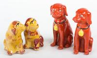 Two Pairs of Glazed Pottery Dogs Height of tallest 5 1/2 inches.