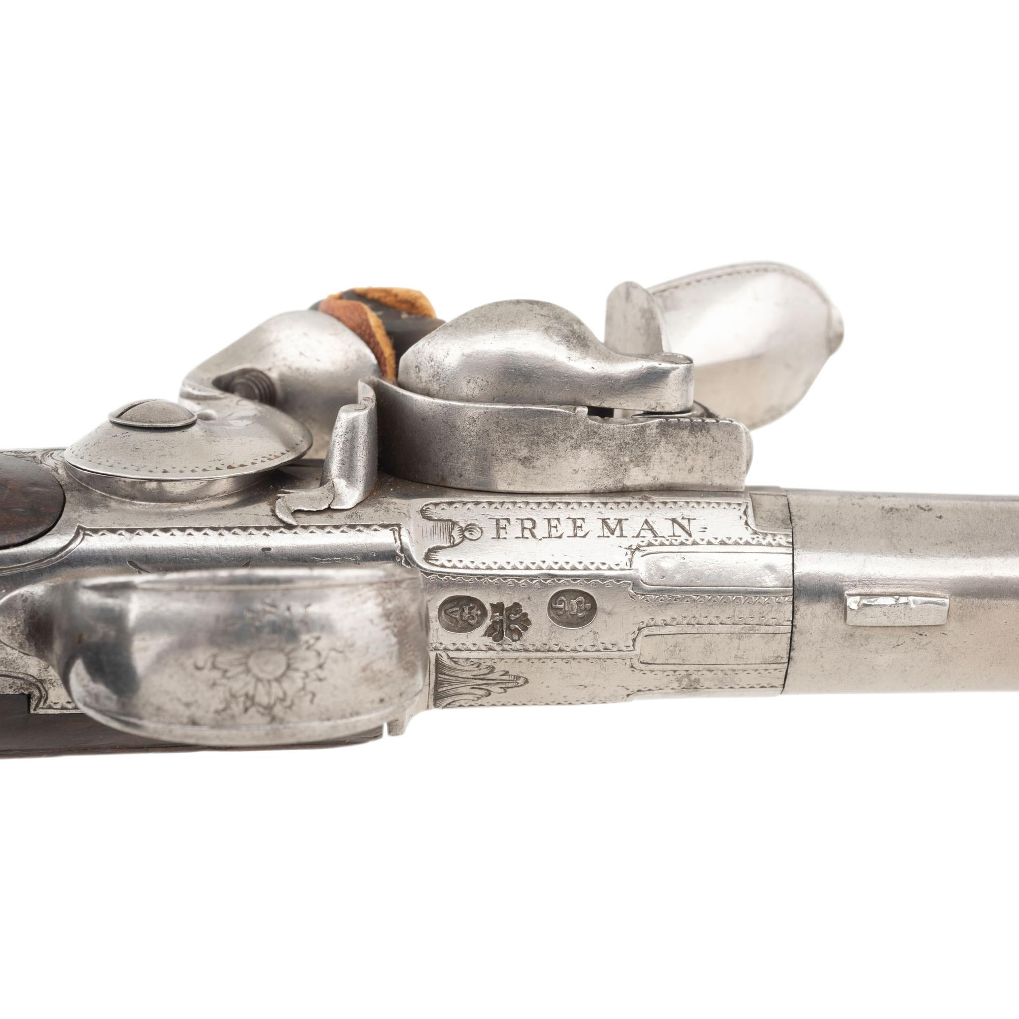 Pair of Queen Anne Flintlock Pistols by Freeman in Reconfigured Modern Case