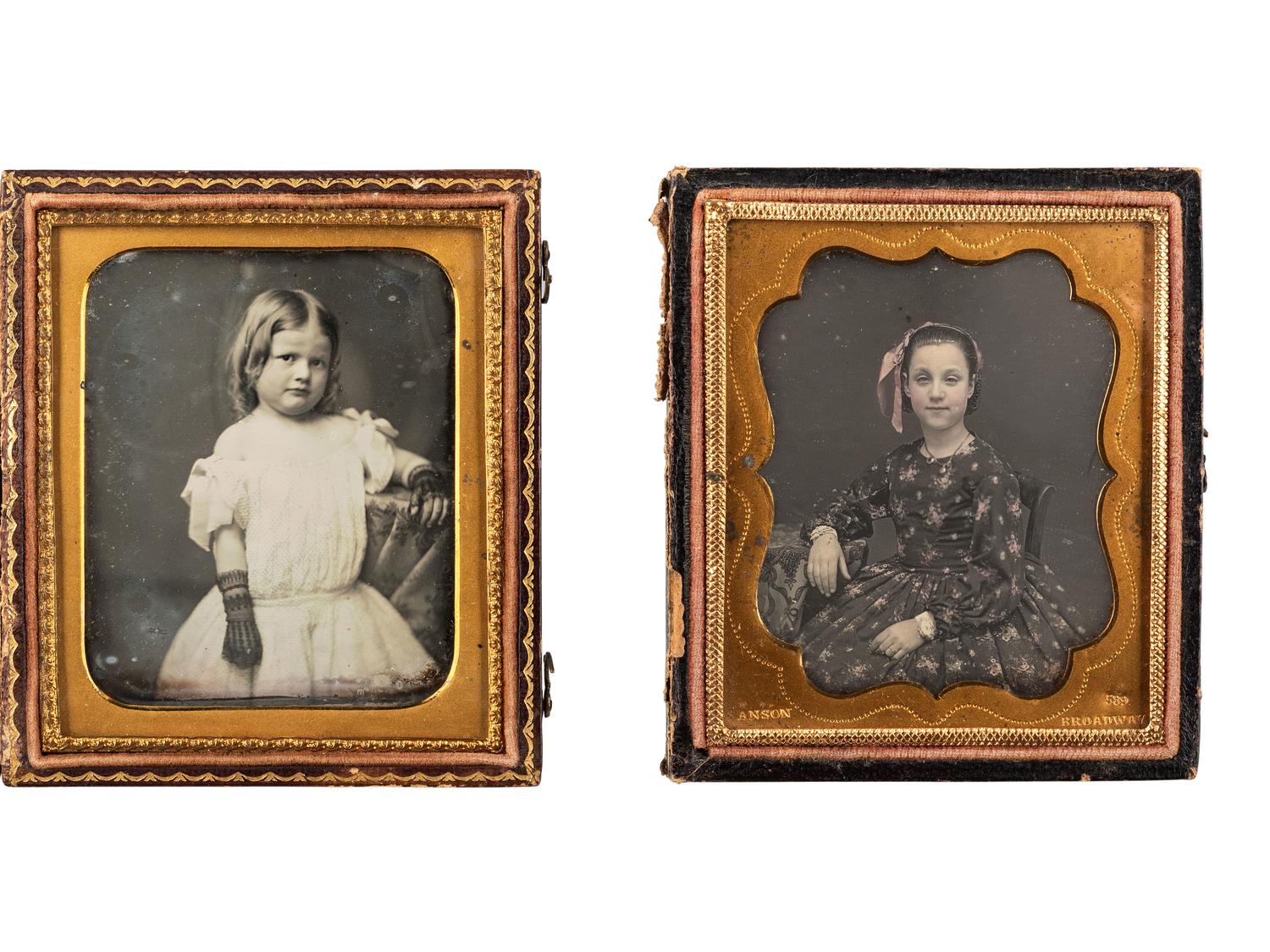 [EARLY PHOTOGRAPHY]. 5 sixth plate images of young girls and ladies incl. examples by WEBSTER & BRO. of Louisville, Kentucky, and ANSON.