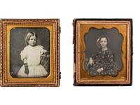 [EARLY PHOTOGRAPHY]. 5 sixth plate images of young girls and ladies incl. examples by WEBSTER & BRO. of Louisville, Kentucky, and ANSON.