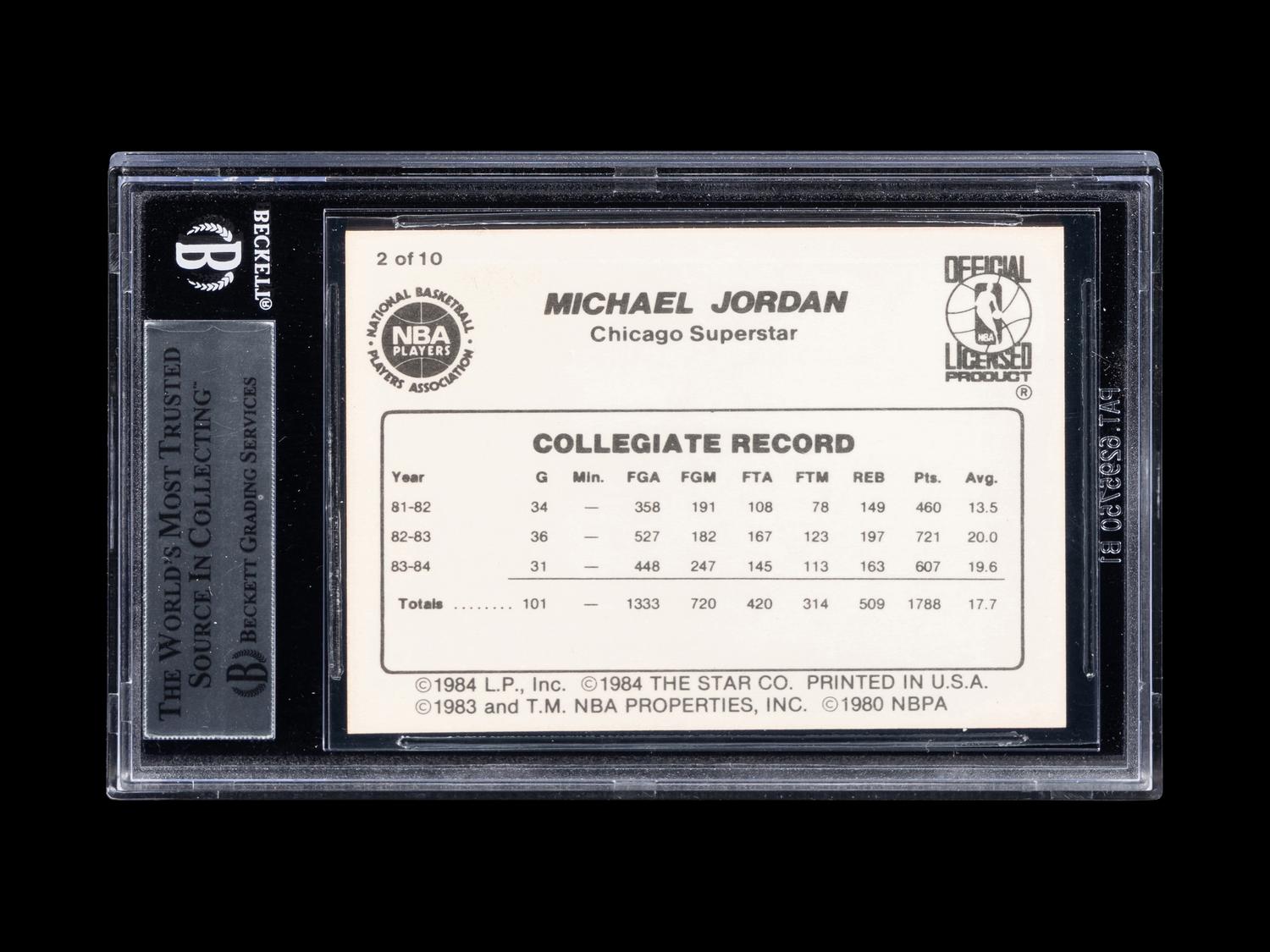 A 1986 Star Michael Jordan Set Break Basketball Card No. 2 Collegiate Stats (BGS 9 MINT, 9.5 Subgrade)
