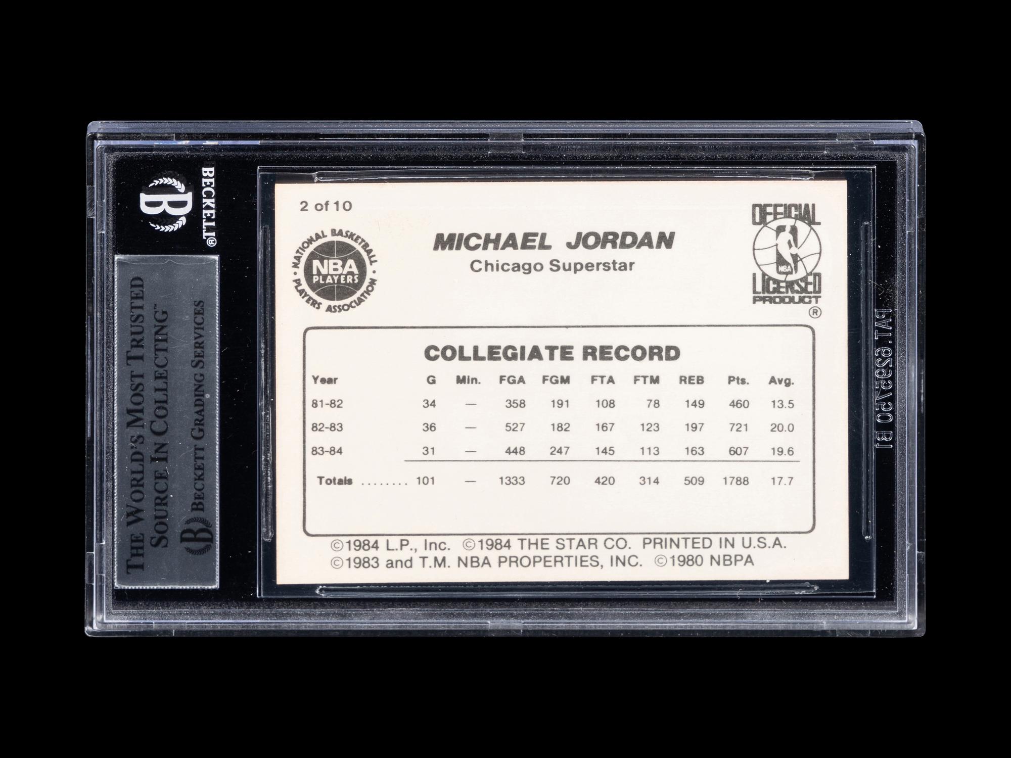A 1986 Star Michael Jordan Set Break Basketball Card No. 2 Collegiate Stats (BGS 9 MINT, 9.5 Subgrade)