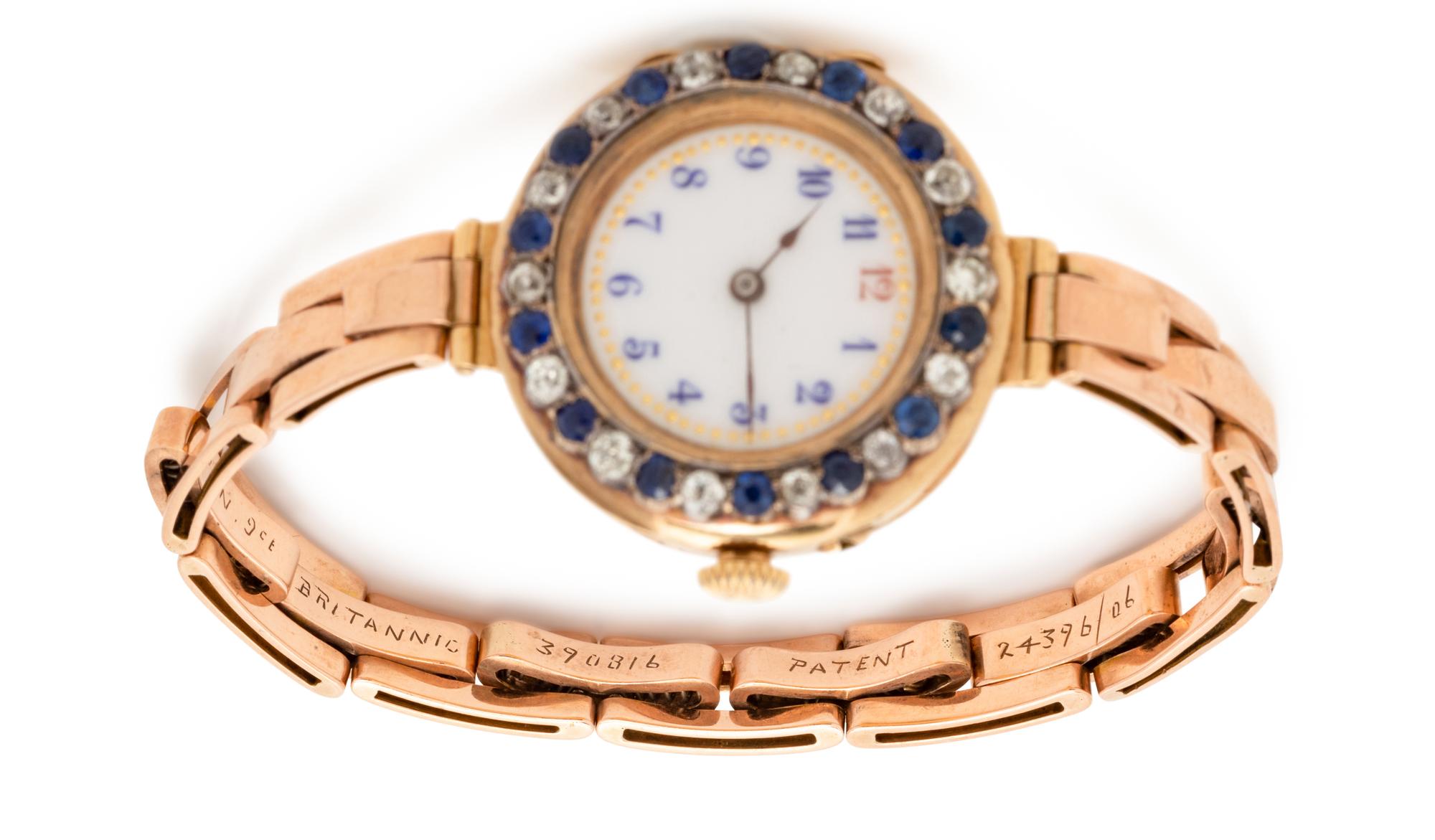 GOLD, SAPPHIRE AND DIAMOND WRISTWATCH