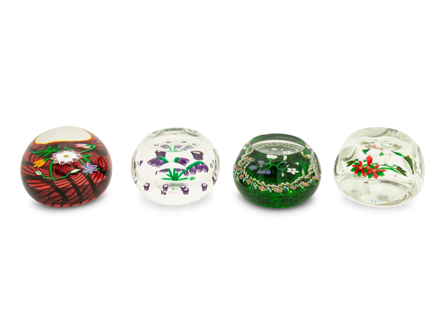 A Group of Seven Millefiori Glass Paperweights