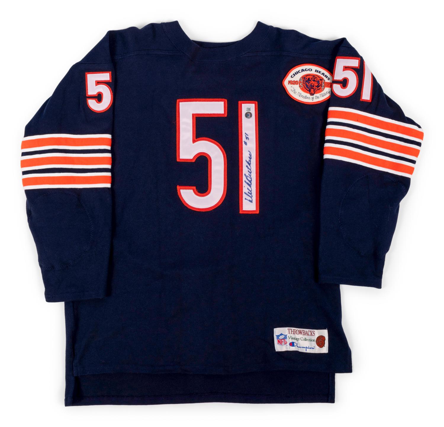 A Group of Seven Chicago Bears Signed Items Including Gale Sayers and Dick Butkus Jerseys (BAS Beckett Authentication Services Certified),