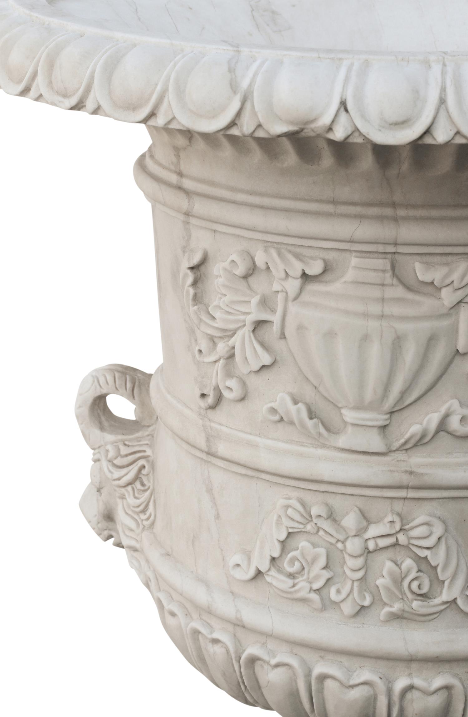 A Pair of Italian Neoclassical Style Marble Urns
