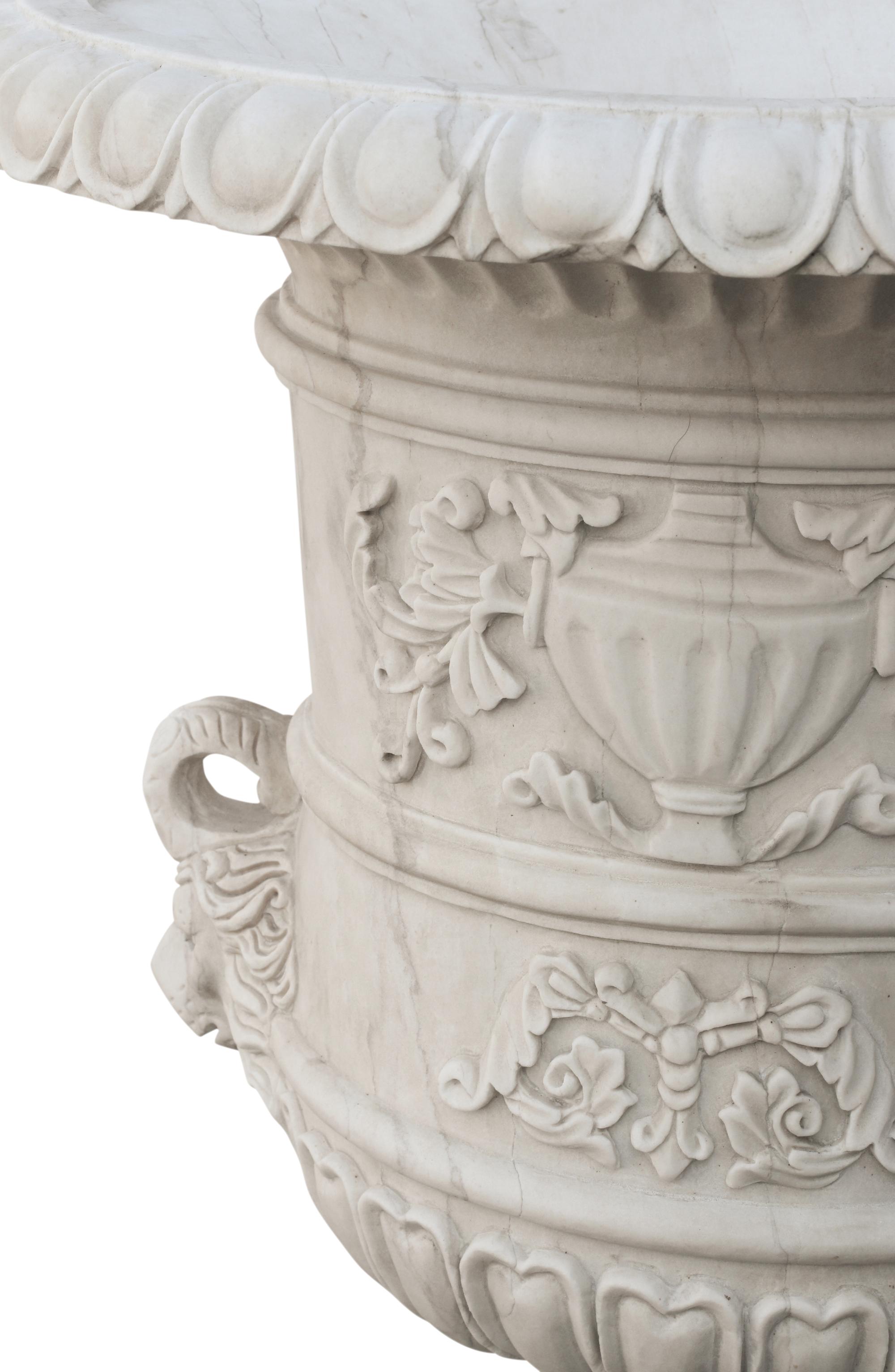 A Pair of Italian Neoclassical Style Marble Urns