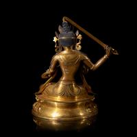 A Sino-Tibetan Gilt Bronze Figure of the Bodhisattva Manjusri 銅鎏金文殊菩薩坐像