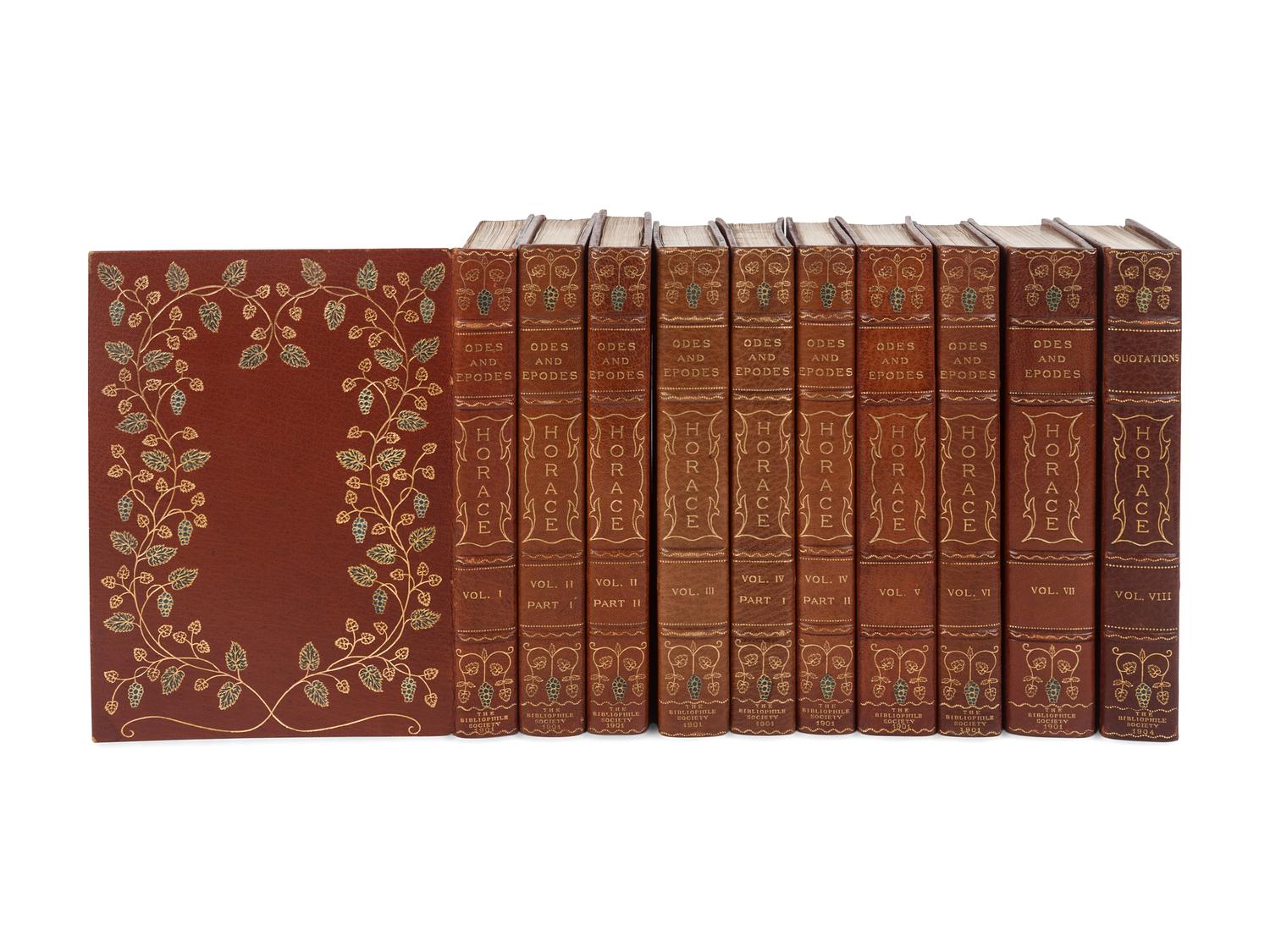 [BINDINGS]. HORACE (65-8 B.C.). The Odes & Epodes of Horace . Boston: The Bibliophile Society, 1901-1904.