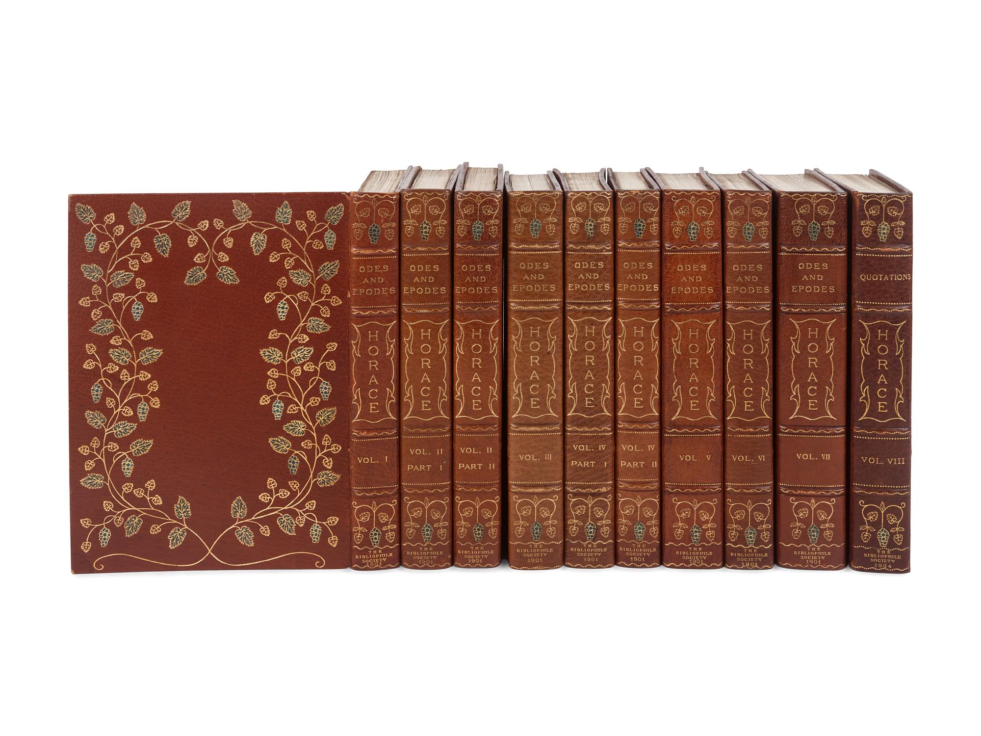 [BINDINGS]. HORACE (65-8 B.C.). The Odes & Epodes of Horace . Boston: The Bibliophile Society, 1901-1904.