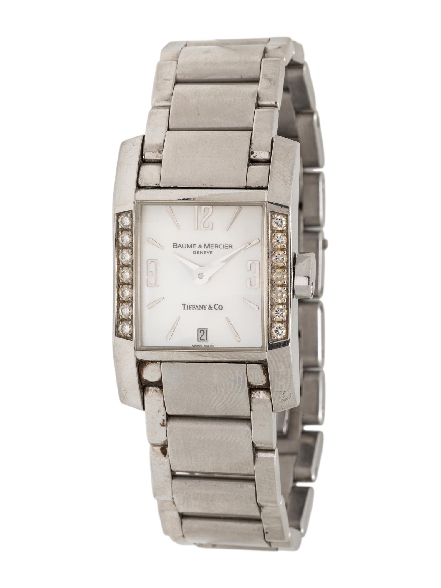 TIFFANY & CO., BAUME & MERCIER, STAINLESS STEEL AND DIAMOND 'HAMPTON' WATCH