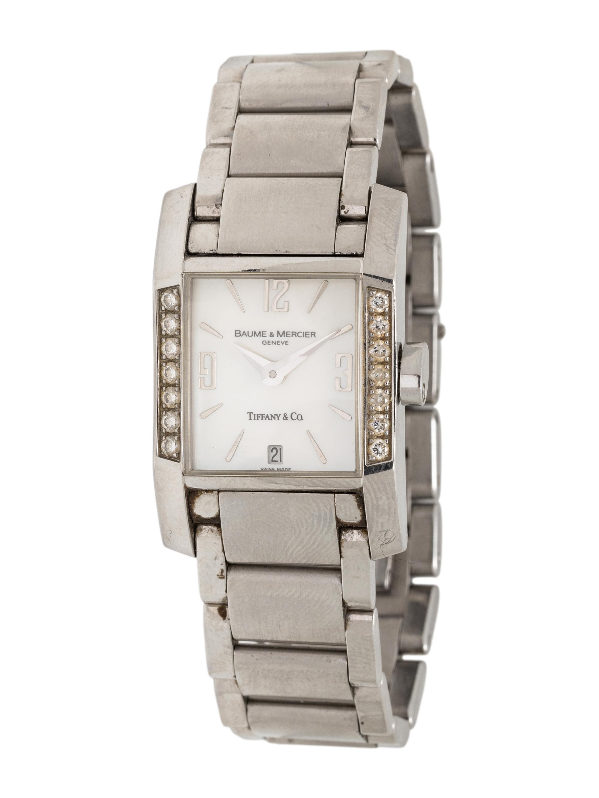 TIFFANY & CO., BAUME & MERCIER, STAINLESS STEEL AND DIAMOND 'HAMPTON' WATCH