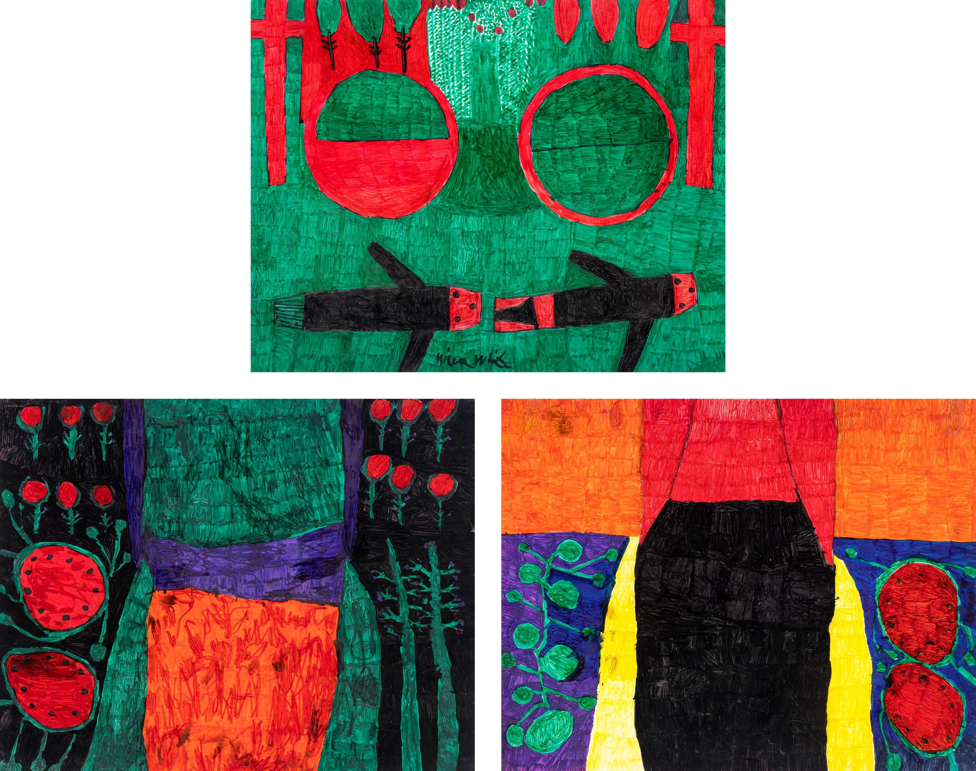 Untitled (Prehistoric Animals), Untitled (Prehistoric Enviornment) and Untitled (Prehistoric Enviornment) (three works)
