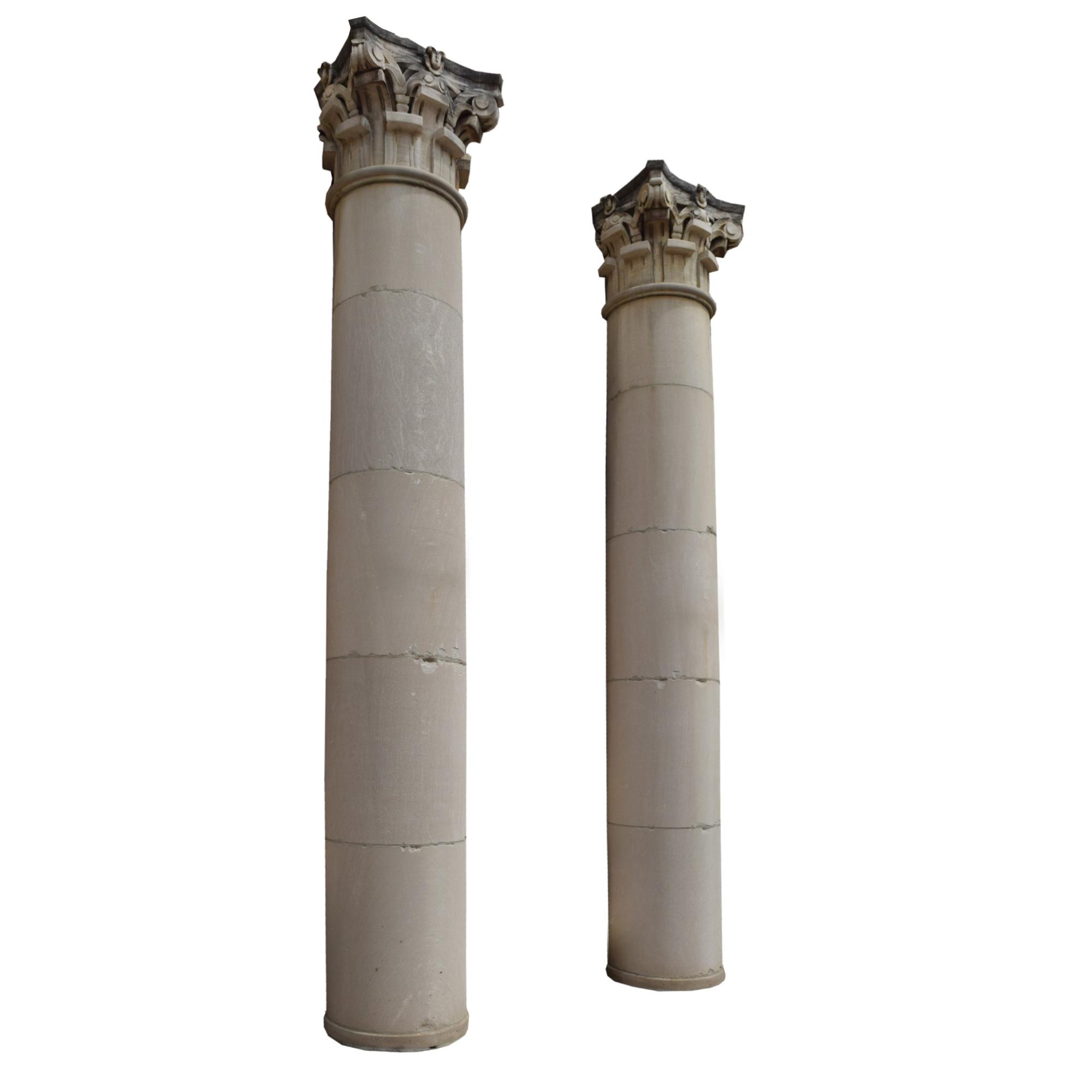 Six Monumental Limestone Columns from the Chicago Mercantile Exchange Building, designed by Chicago architect Alfred Alschuler 45.5" W — United States, Circa 1927