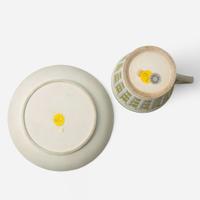 A Wedgwood Tricolor Diced Jasperware Lidded Chocolate Cup and Saucer UK, circa 1800