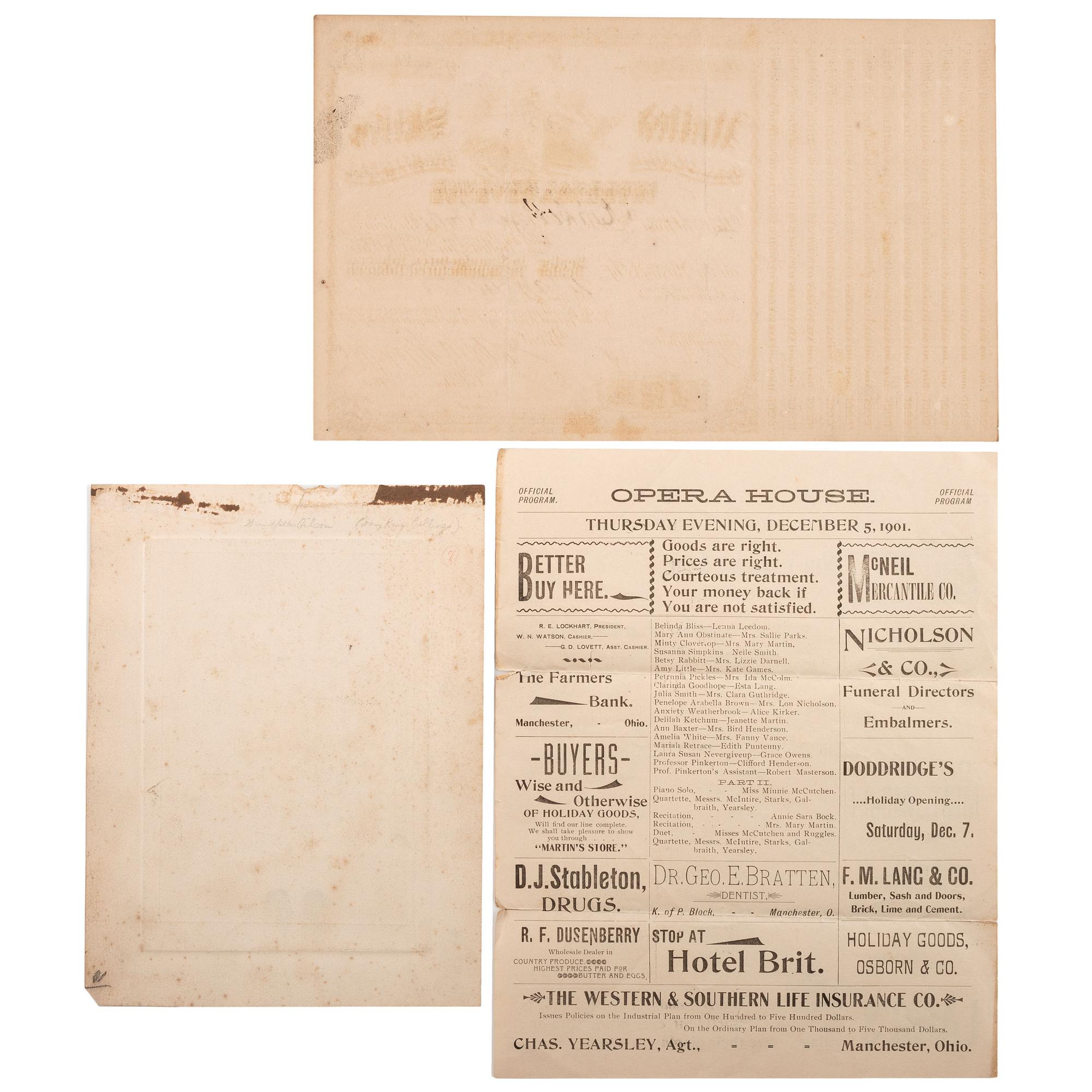 [GENERAL AMERICANA]. An archive associated with the Collings/Kirker family of Adams Co., Ohio, including: