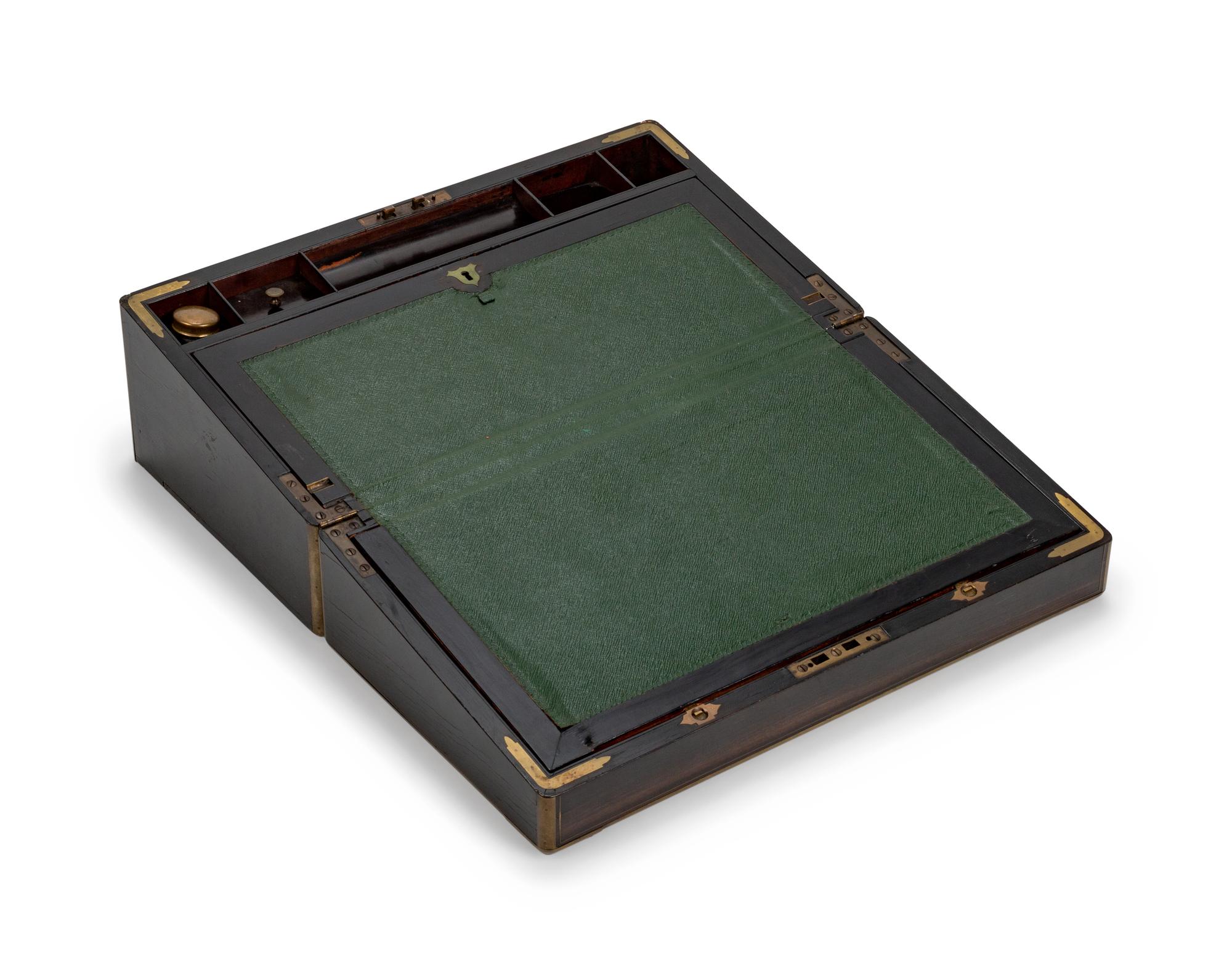 A Victorian Brass-Inlaid Mahogany Lap Desk — CIRCA 1873