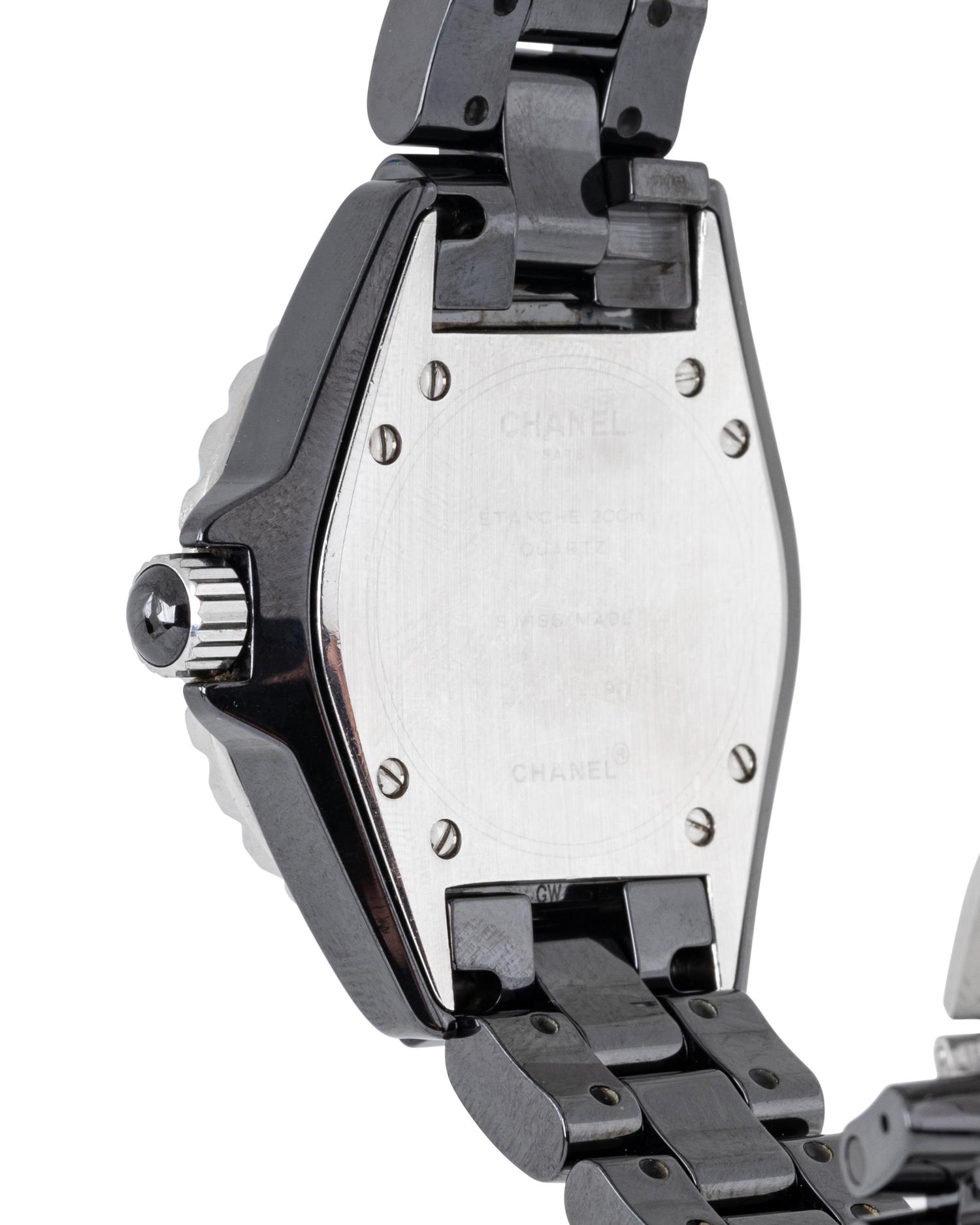 CHANEL, REF. H0949 BLACK CERAMIC, STAINLESS STEEL, AND DIAMOND 'J12' WATCH, BOX & PAPERS