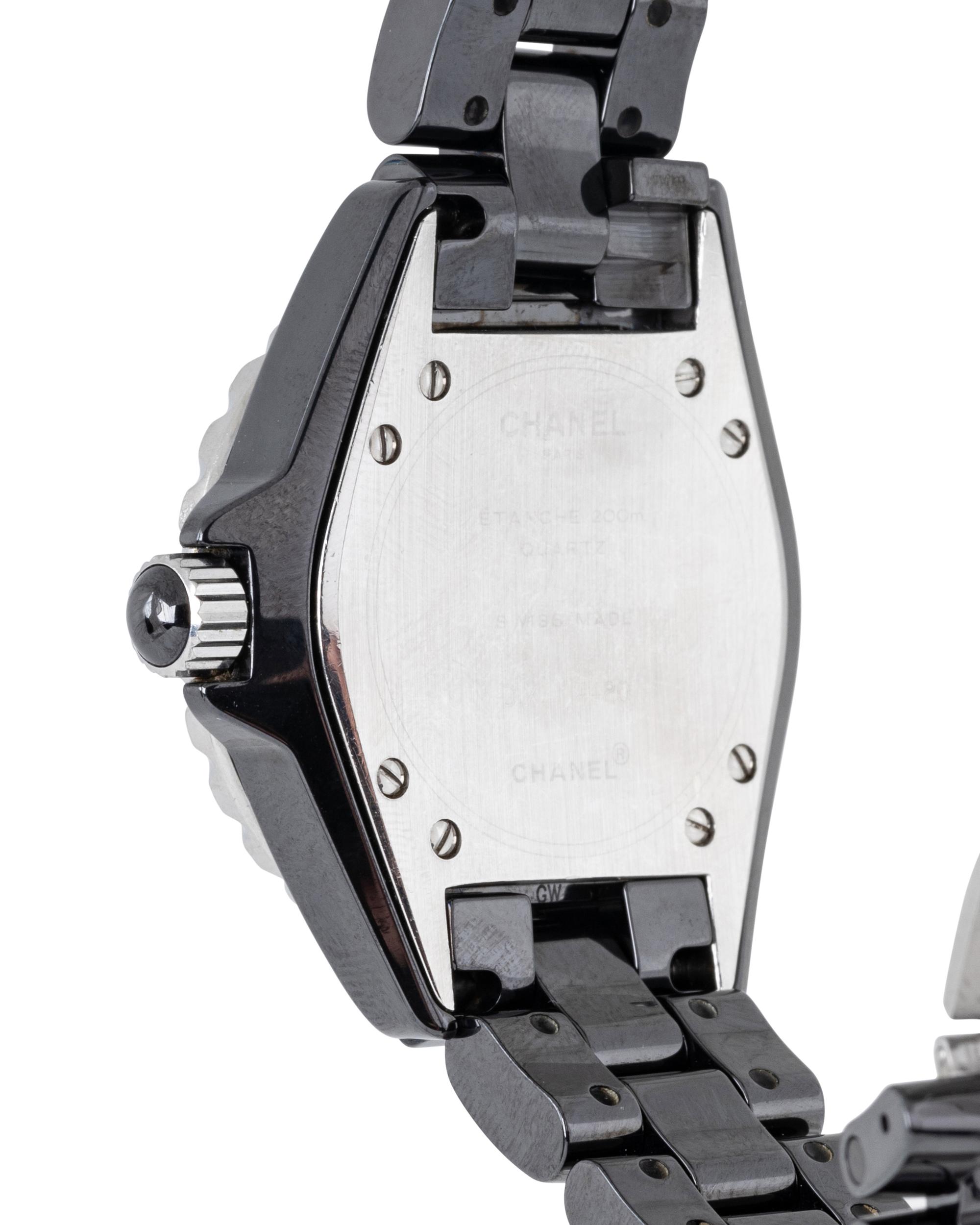 CHANEL, REF. H0949 BLACK CERAMIC, STAINLESS STEEL, AND DIAMOND 'J12' WATCH, BOX & PAPERS