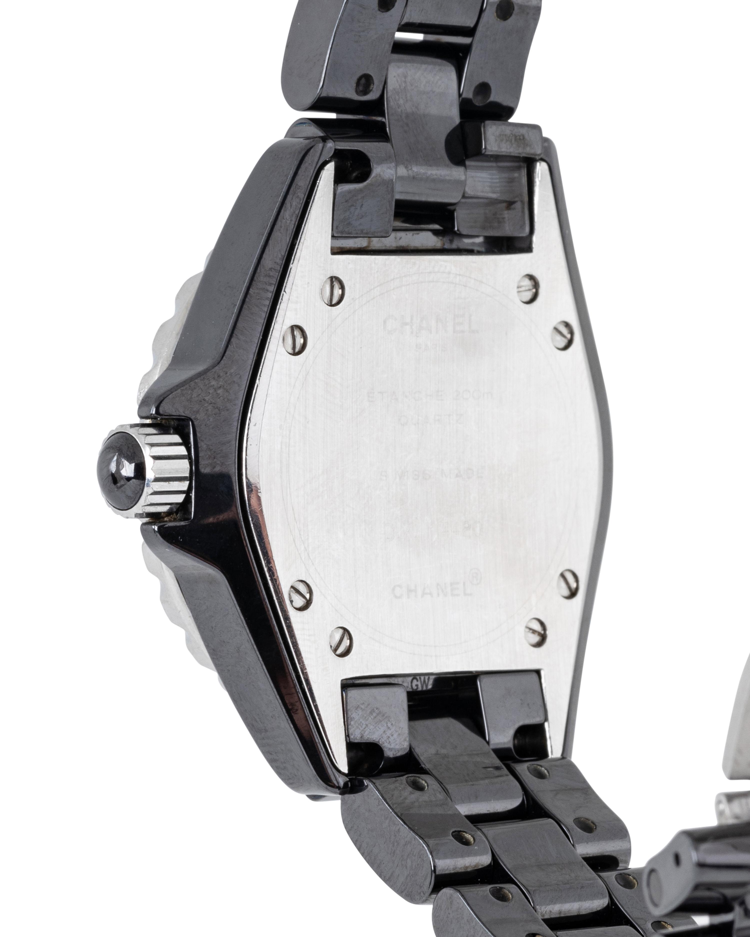 CHANEL, REF. H0949 BLACK CERAMIC, STAINLESS STEEL, AND DIAMOND 'J12' WATCH, BOX & PAPERS
