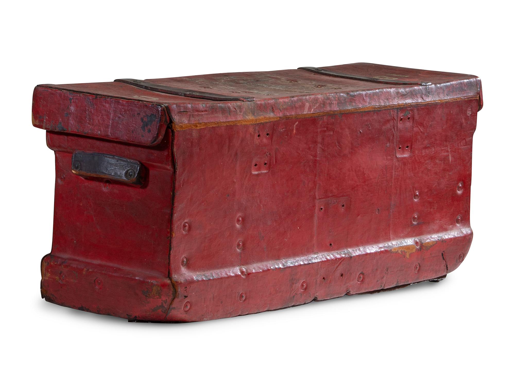 An English Painted Leather Trunk
