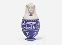 A Wedgwood Blue Dip Jasperware Canopic Jar, UK, Early 19th c.