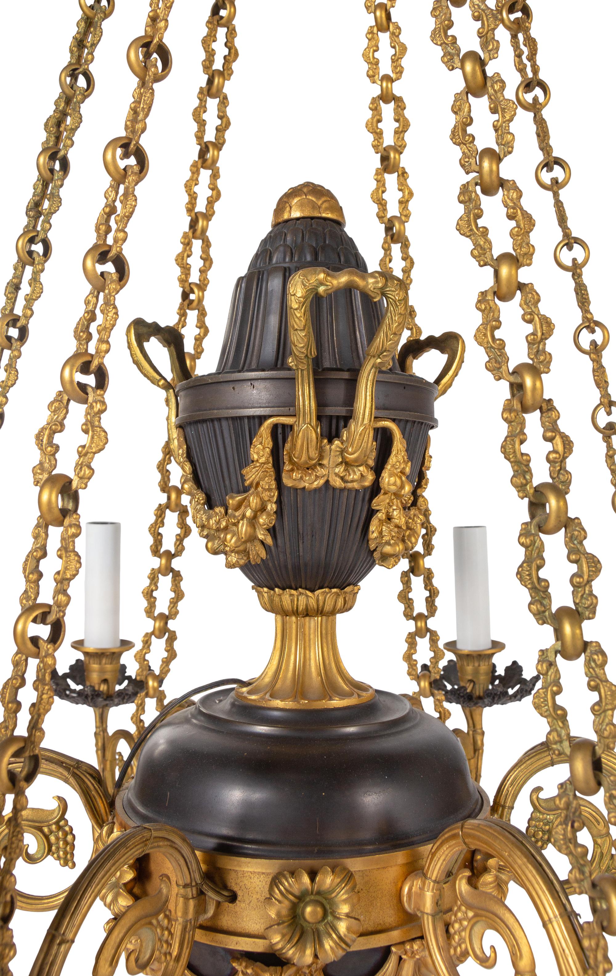 A William IV Gilt and Patinated Bronze Six-Light Chandelier