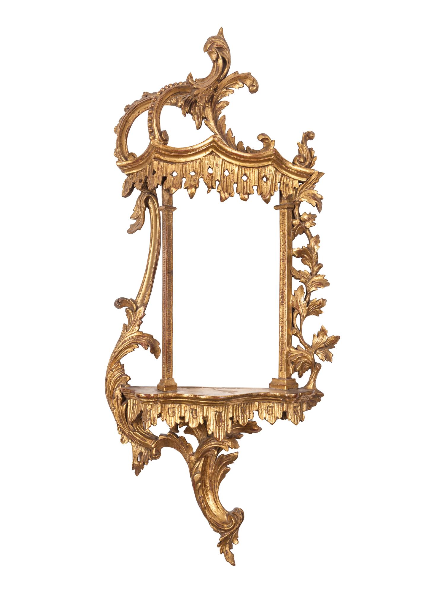 A Pair of Chinese Chippendale Style Giltwood Wall Brackets