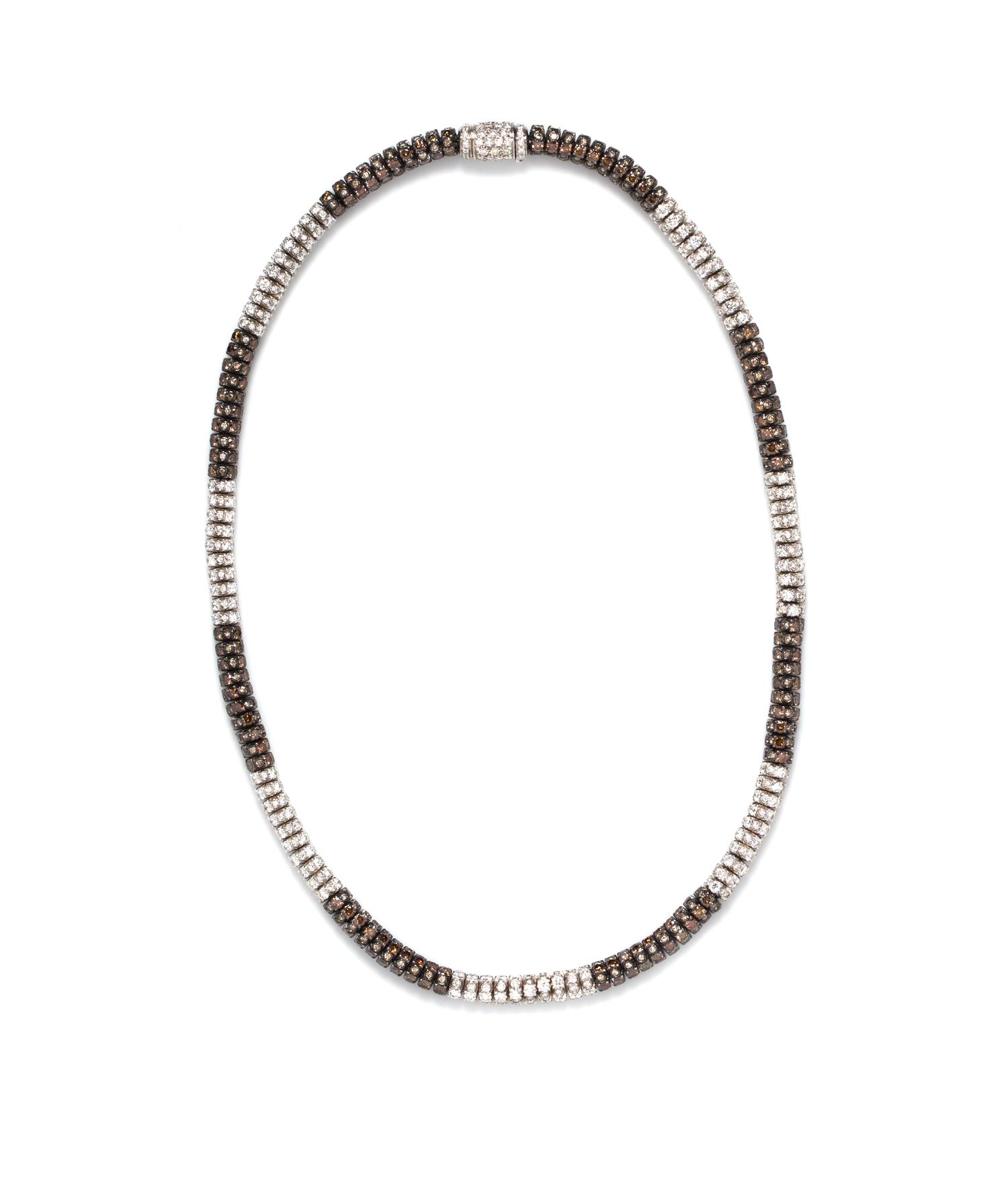 An 18 Karat White Gold, Colored Diamond and Diamond Necklace, 41.50 dwts.