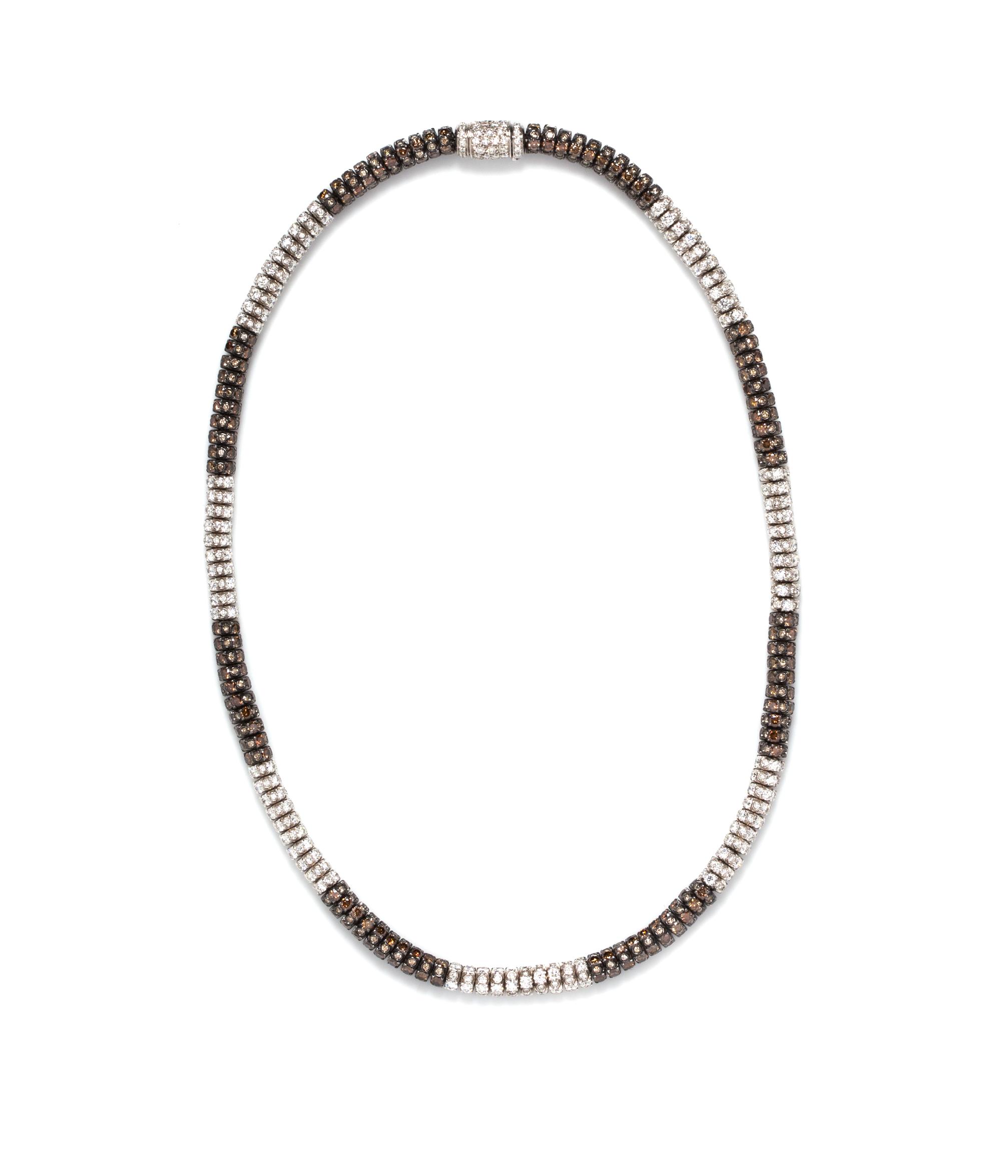An 18 Karat White Gold, Colored Diamond and Diamond Necklace, 41.50 dwts.