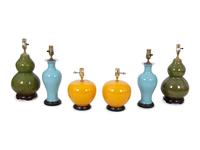 Three Pairs of Glazed Ceramic Table Lamps — 20TH CENTURY