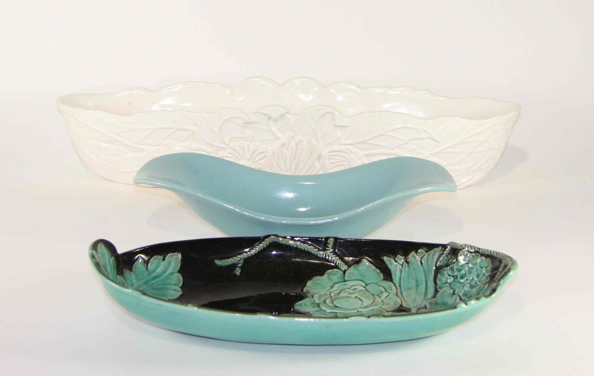 A Group of Seven Haeger Pottery Table Articles Length of longest 23 1/2 inches.