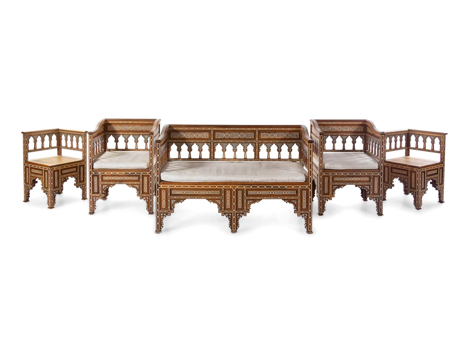A Turkish Inlaid Parlor Suite