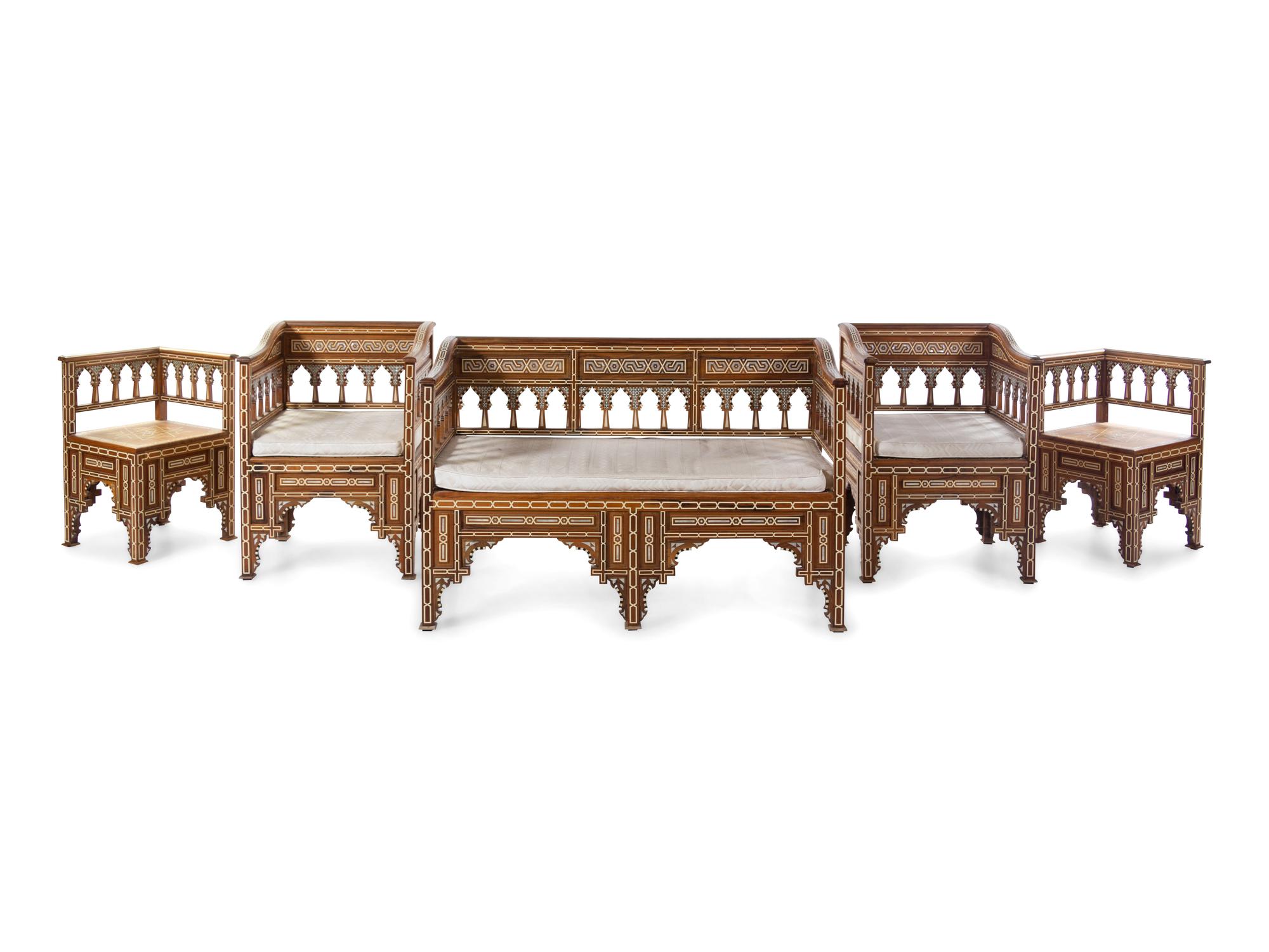 A Turkish Inlaid Parlor Suite