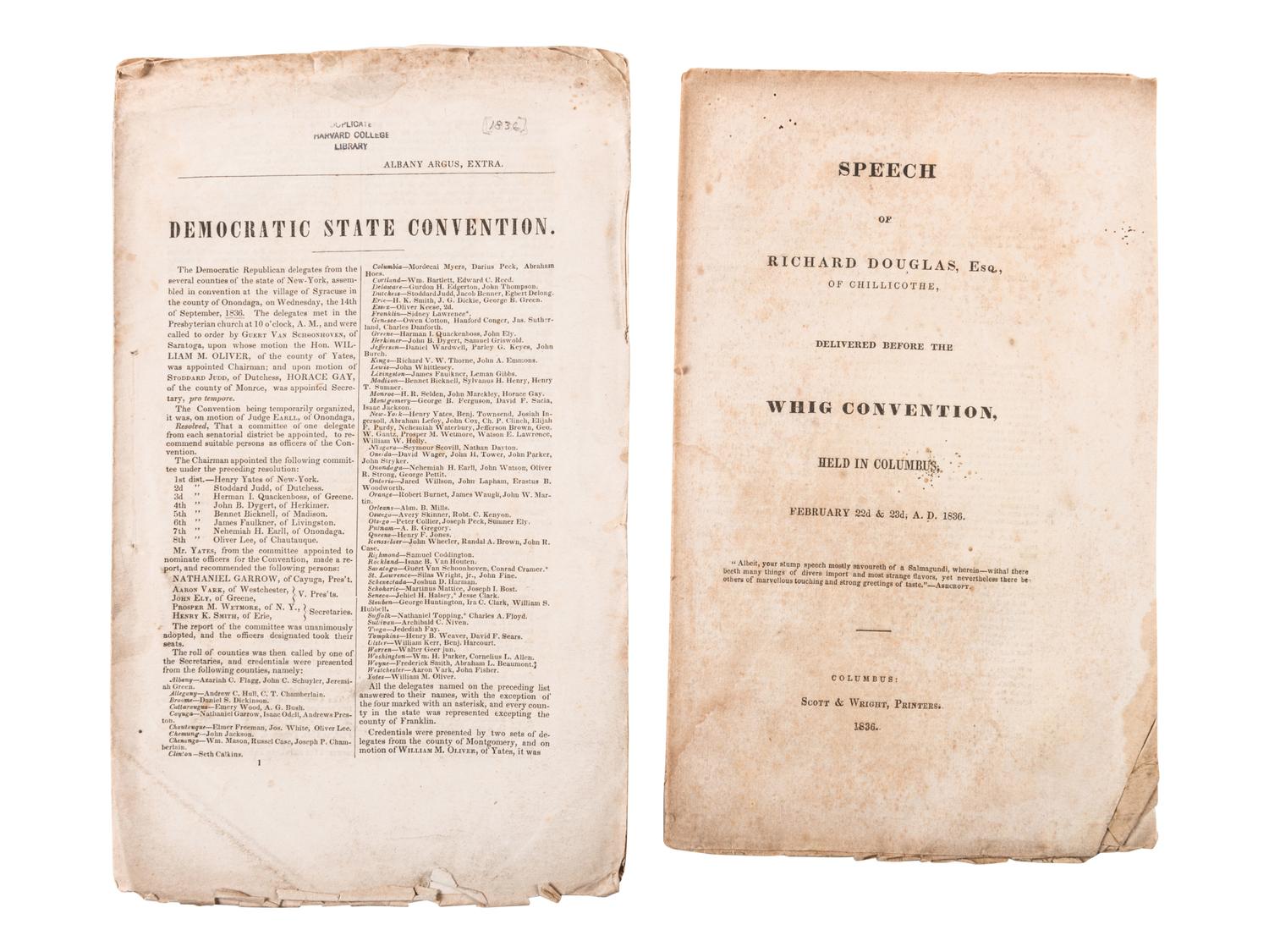 [VAN BUREN, Martin] -- [HARRISON, William Henry]. A group of pamphlets related to the 1836 and 1840 political rivalry, comprising: