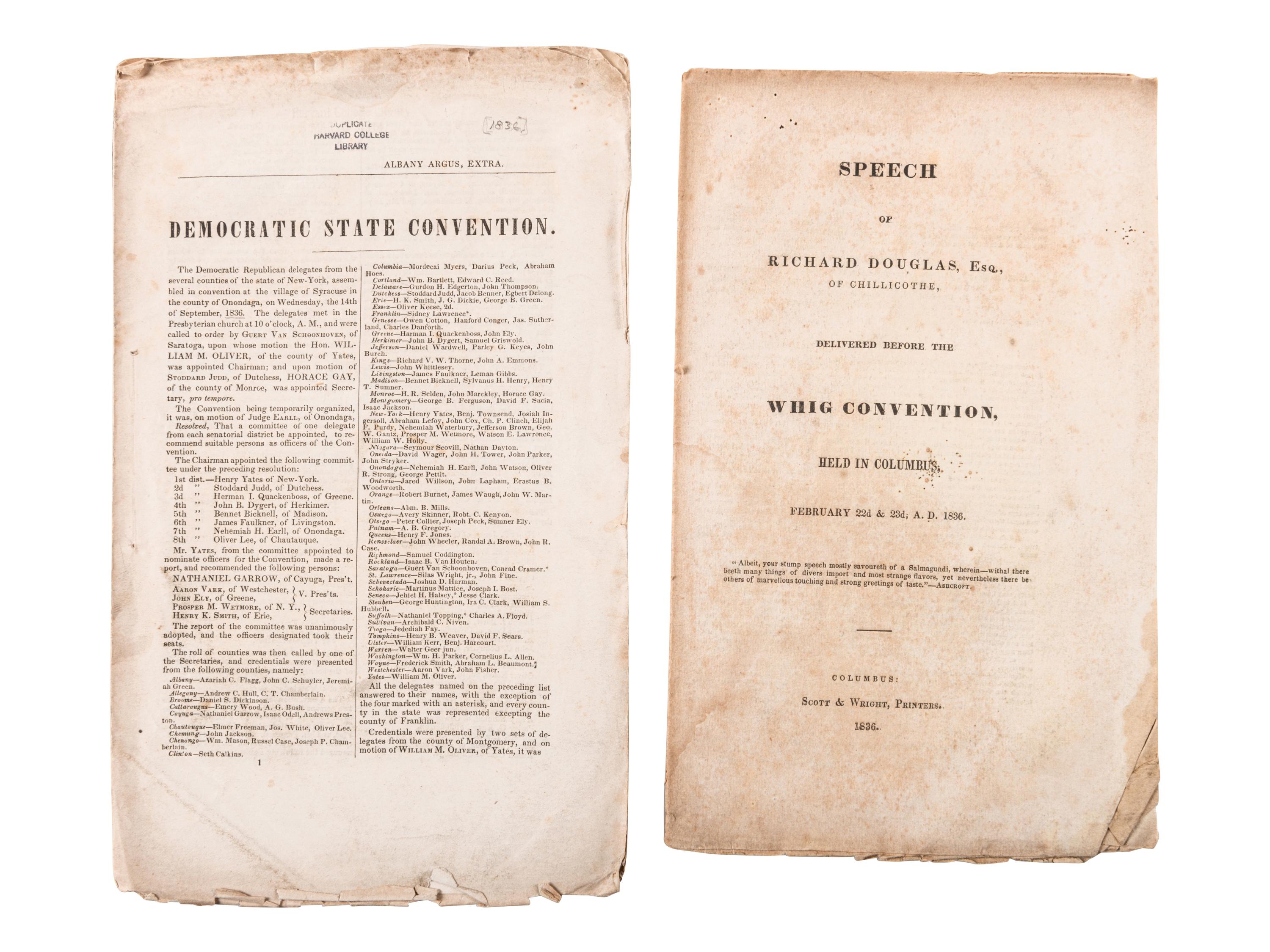 [VAN BUREN, Martin] -- [HARRISON, William Henry]. A group of pamphlets related to the 1836 and 1840 political rivalry, comprising: