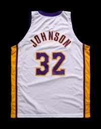 A Group of Magic Johnson and Charles Barkley Signed NBA Hall of Fame Jerseys Basketball Sourced from Michael Jordan's J.U.M.P. Agency,