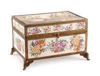 A Sevres Style Gilt Bronze Mounted Porcelain Casket Width 13 inches.